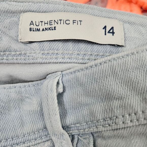 J. Jill Authentic Fit Slim Ankle Floral Print Jeans Womens 14 (35x28) Blue White - Picture 3 of 11